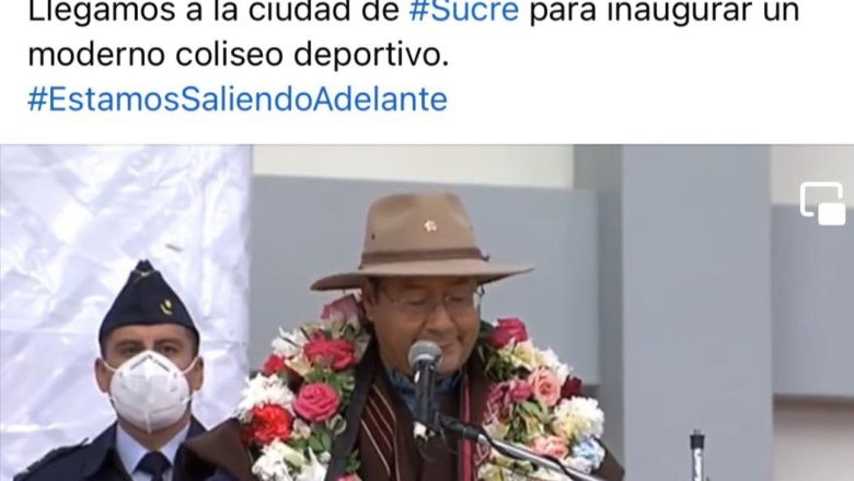 Presidente Arce entrega un coliseo y recomienda la práctica del deporte para fortalecer la formación personal