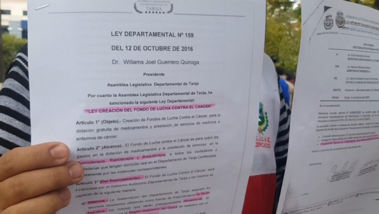 Tarija: 2Millones de Bs. Guardados y la Gobernación no le da uso para apoyar a los enfermos con cáncer