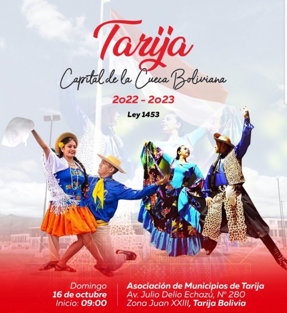 El domingo 16 de octubre, Tarija será declarada como Capital  de la Cueca Boliviana 2022-2023