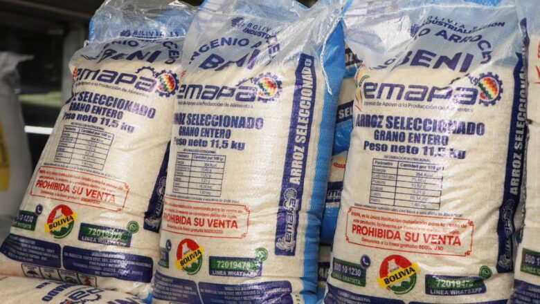 Bolivia registra superávit de 23.560 toneladas de arroz, EMAPA debe venta mensual a 65.000 quintales