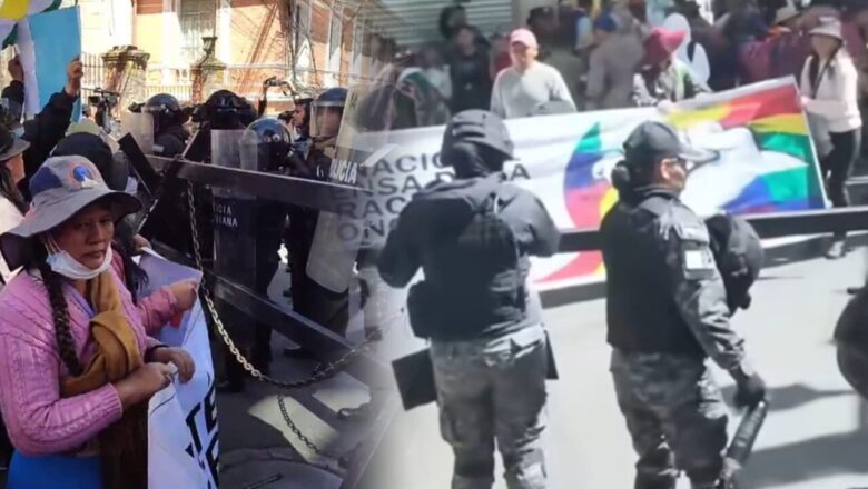 Policía gasifica a marcha evista que intenta ingresar a plaza Murillo