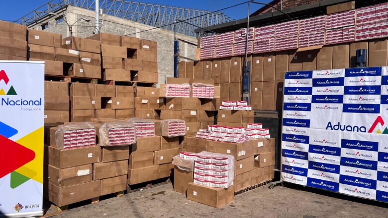 Decomisan casi 10 toneladas de cigarrillos de contrabando de la marca Golden Beach que iban a ser comercializados en Santa Cruz