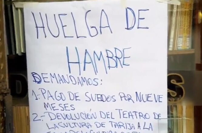 Funcionarios de la Casa de la Cultura de Tarija inician huelga de hambre por falta de pago