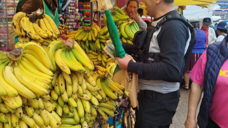 Campaña con uniforme: Mancilla recorre el Mercado Campesino vestido de guardia