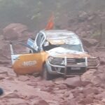 Tarija: Accidente con suerte, vehículo del candidato de NGP  Never Antelo fue alcanzado por rocas