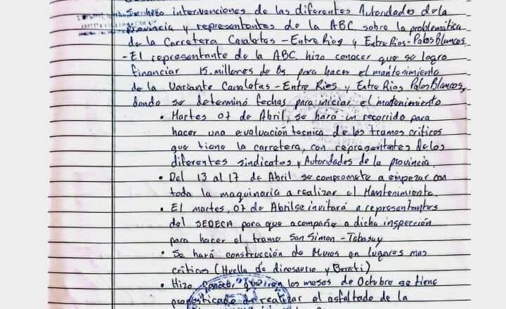 Levantan bloqueo en O’Connor tras acuerdos interinstitucionales