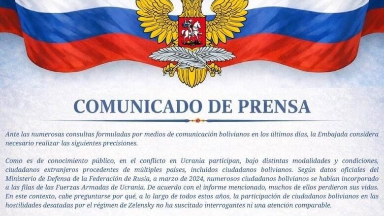 Embajada rusa descarta vínculo de su misión con el supuesto reclutamiento de bolivianos